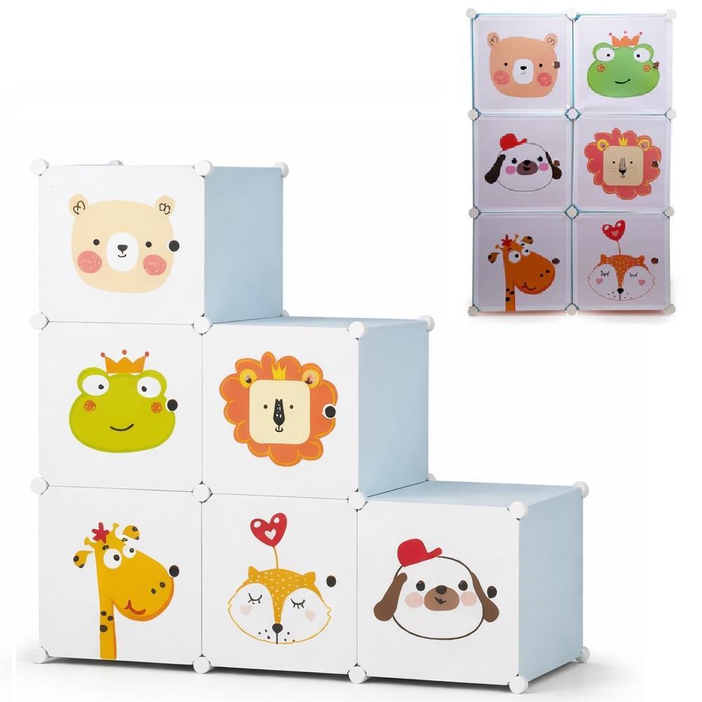 GUARDA ROUPA INFANTIL ARMARIO MODULAR 6 PORTAS MULTIUSO ORGANIZADOR BEBE BRINQUEDOS SAPATOS ESTANTE QUARTO BRINQUEDOTECA