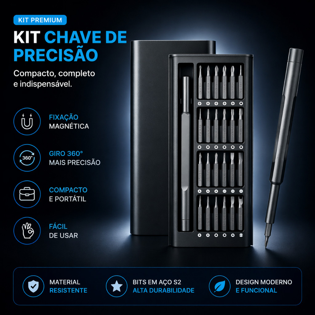 Kit Ferramentas Precisão 24 em 1 Chave Magnética Celular PC Óculos NV