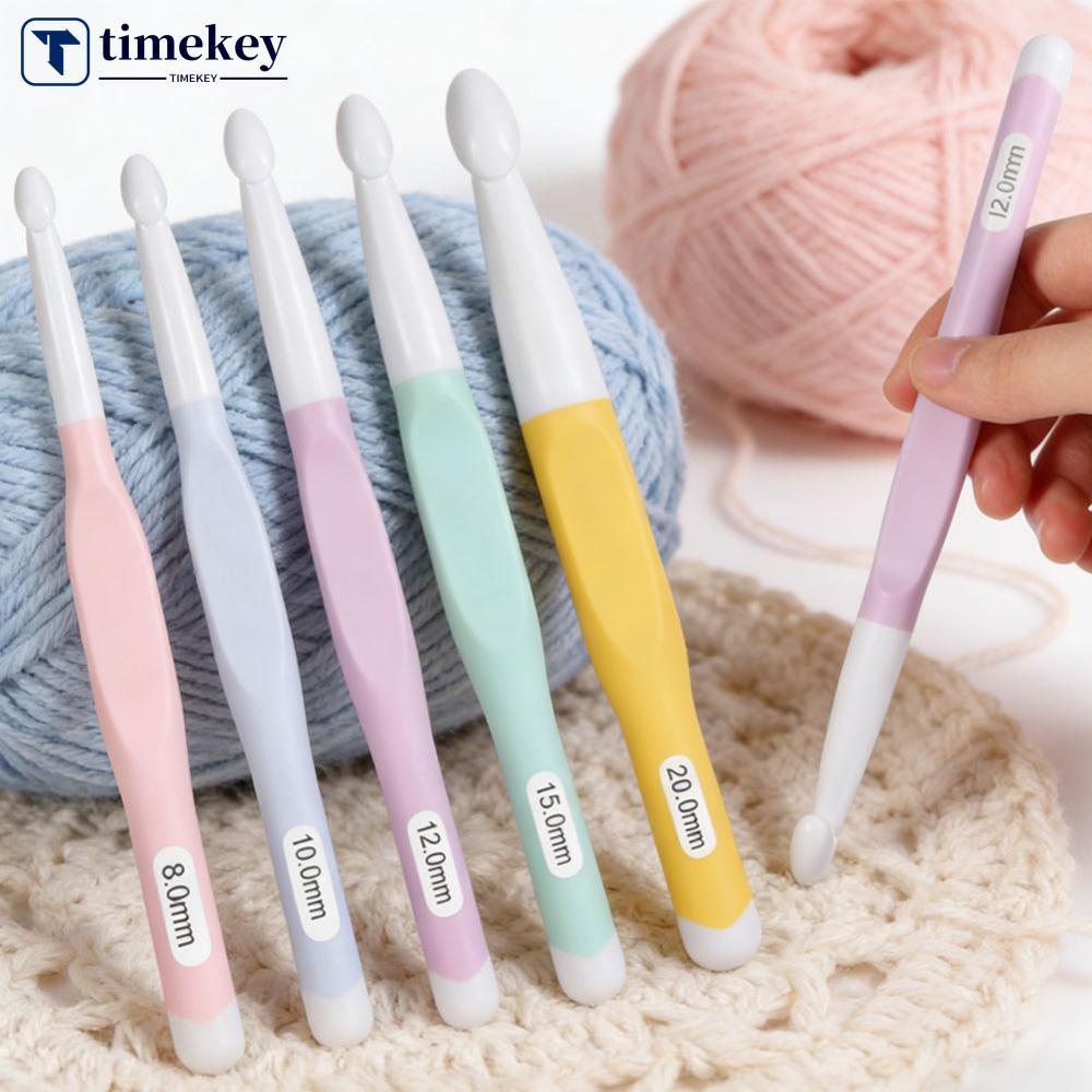 TIMEKEY 5 Pçs Conjunto De Ganchos De Crochê 8/10/12/15/20mm Resina Floral Ergonômico Antiderrapante Aperto DIY Fio Tecer