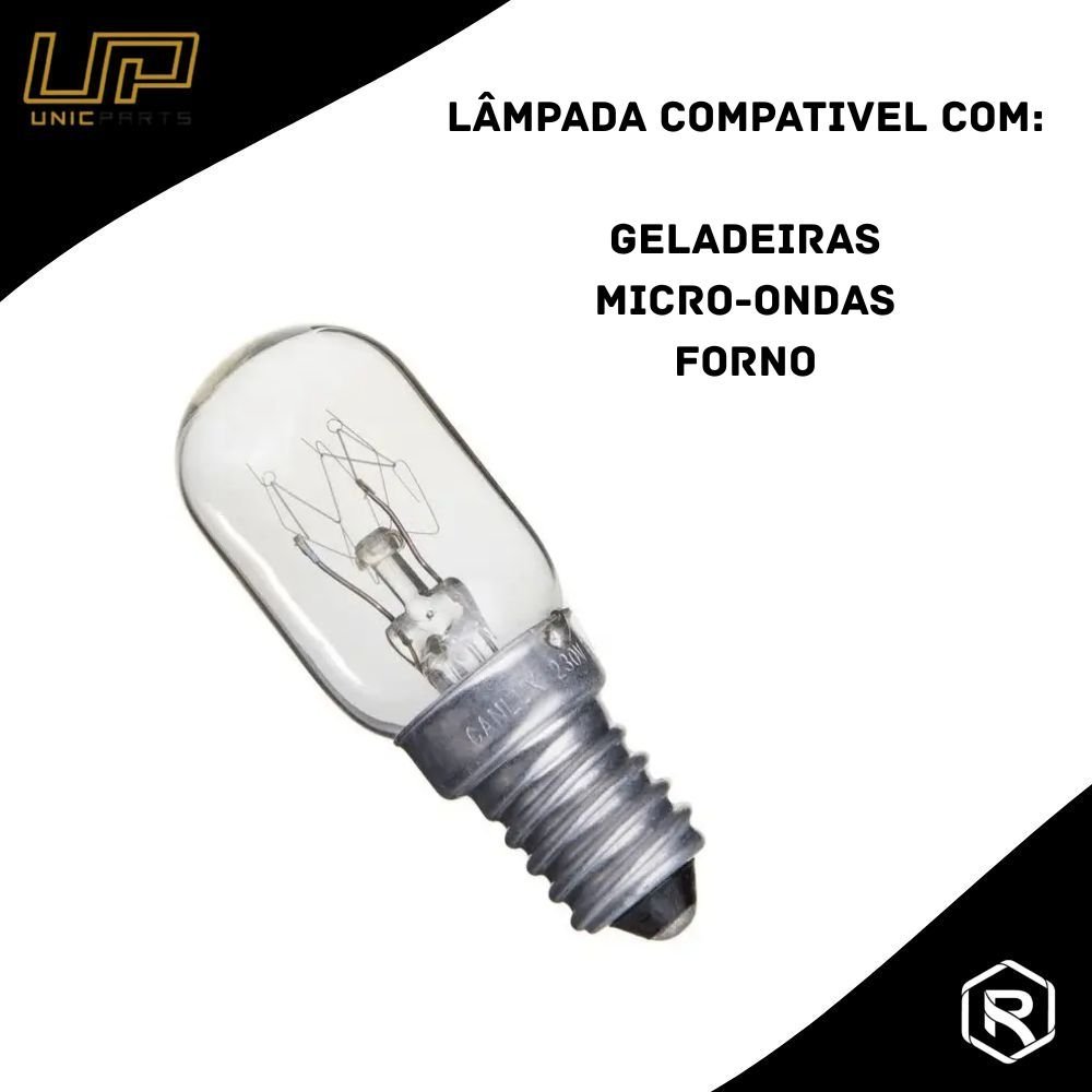 Lâmpada 15W Bocal E14 para Geladeira Fogão Micro-ondas 220V UP