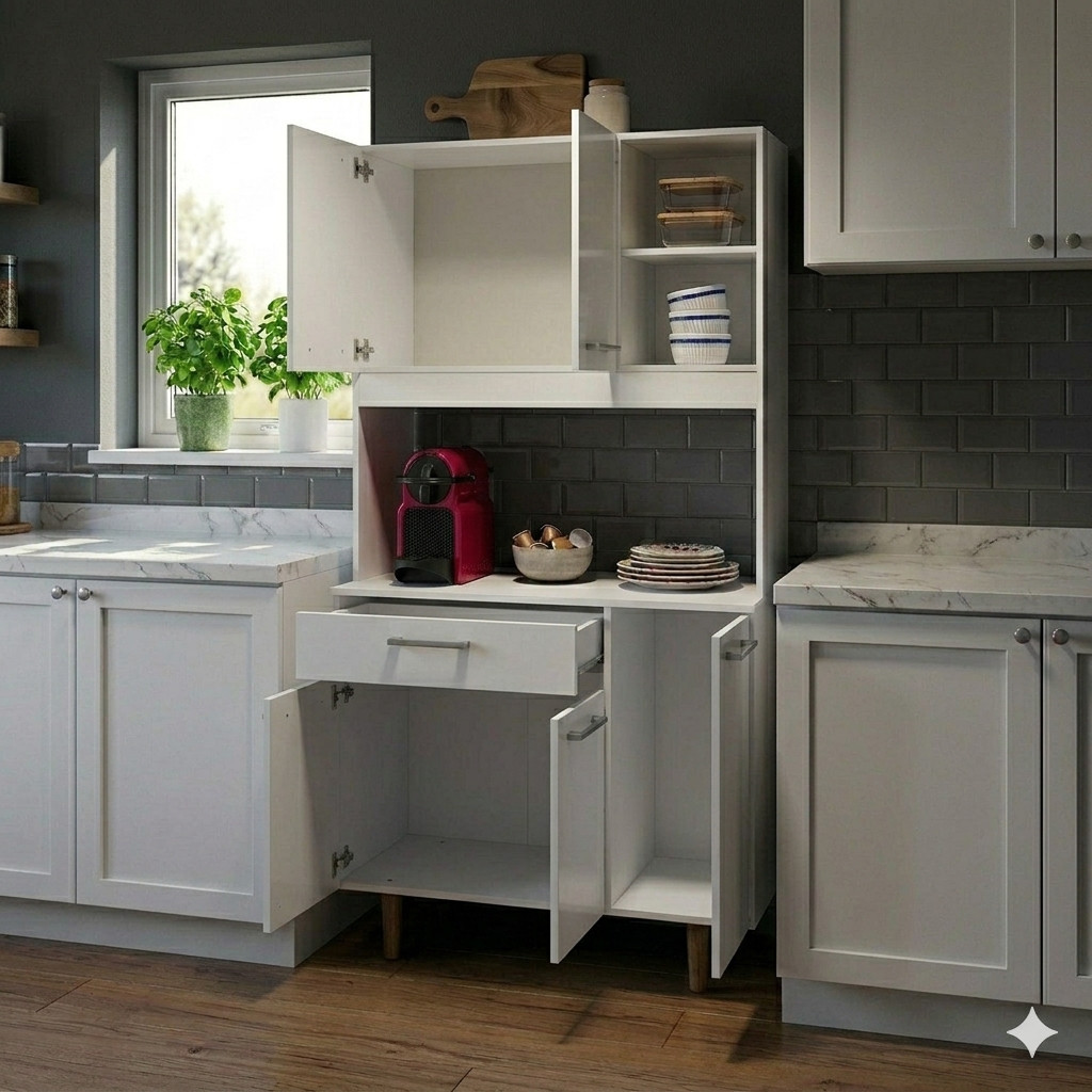 Armário de Cozinha Compacto 169x86cm 5 Portas 1 Gaveta Organizador Multiuso Pronta Entrega