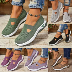 Novo Conforto Sapatos Casuais Femininos De Moda Sola Macia Com Oca E Respirável Para Mulheres Malha