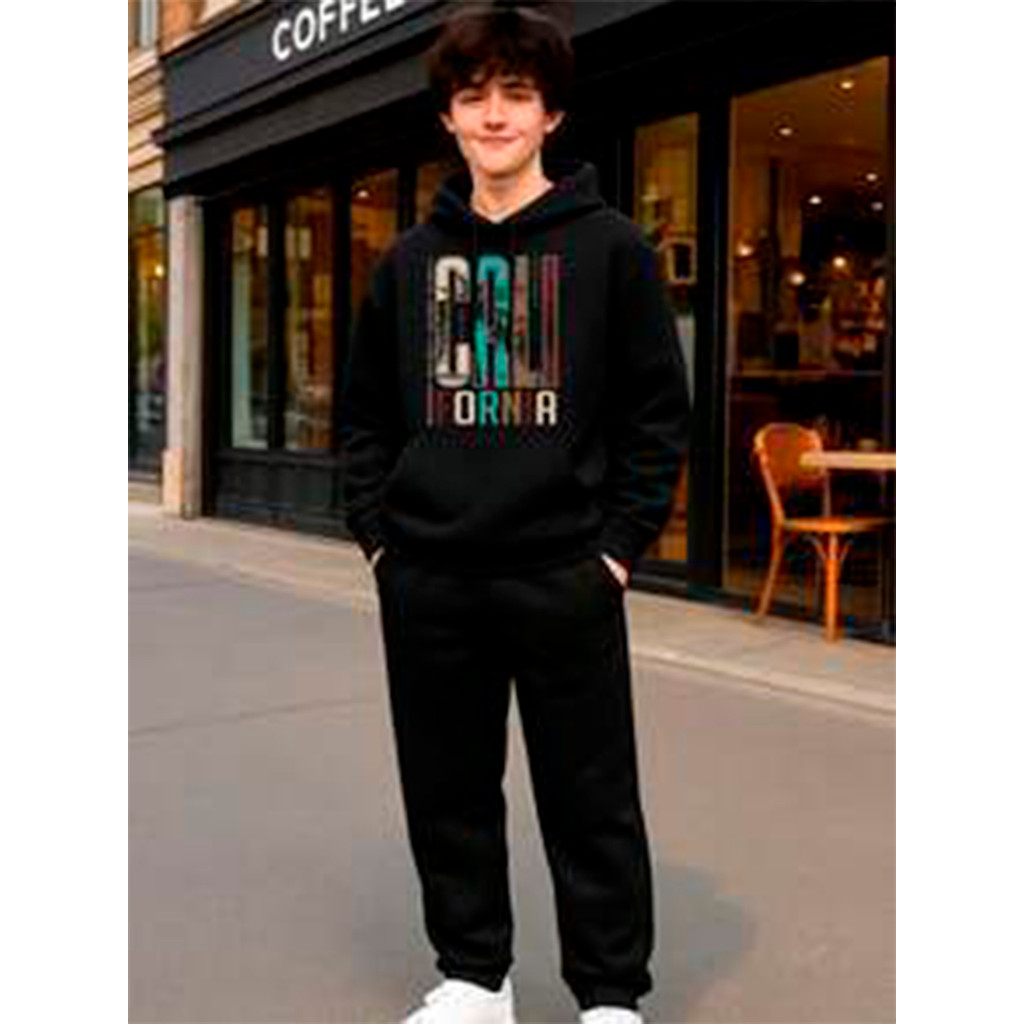 Conjunto Moletom Canguru Masculino California Blusa De Frio + Calça Moletom Estampados Unissex Outono/Inverno