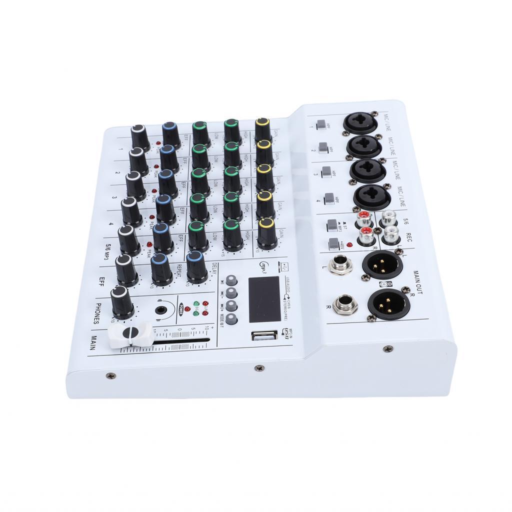autohome-BR Mini mixer de som de 6 canais controlador de DJ com BT MP3 Player 48V Phantom Power Amplificador de