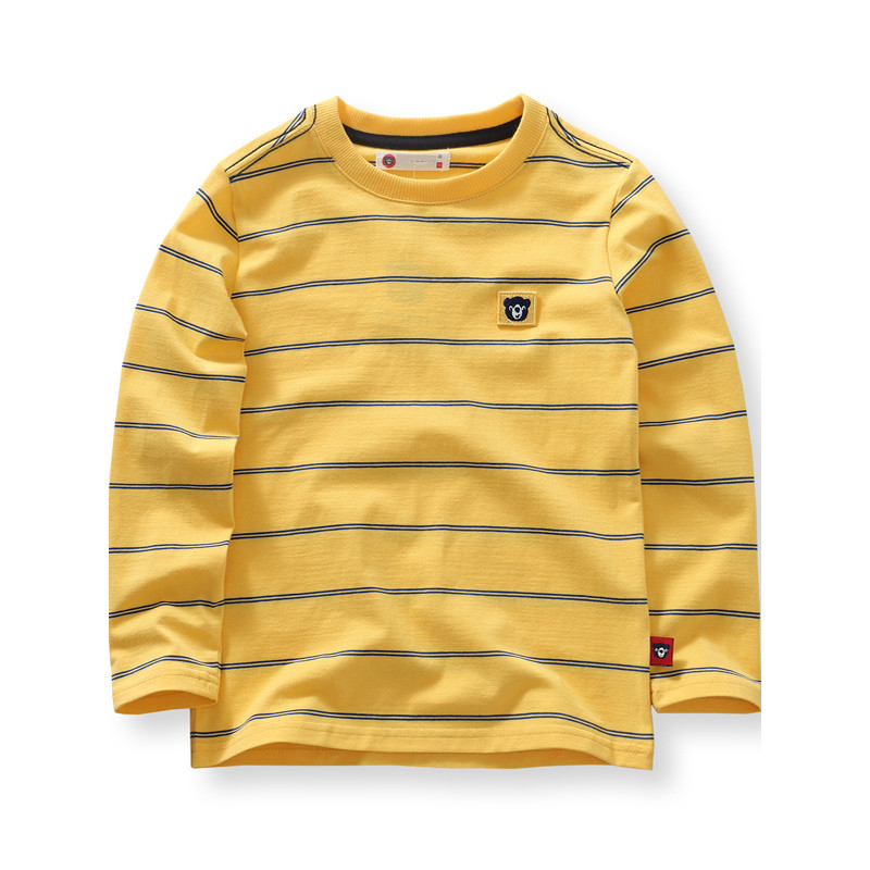 Boa qualidade ~ meninos algodão listrado camiseta de manga comprida crianças em torno do pescoço camisa de fundo do bebê