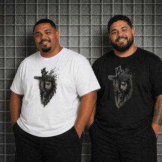 Kit 2 Camisetas Plus Size Masculina Estampa Jesus Algodão Confortável Casual G1 G2 G3 G4