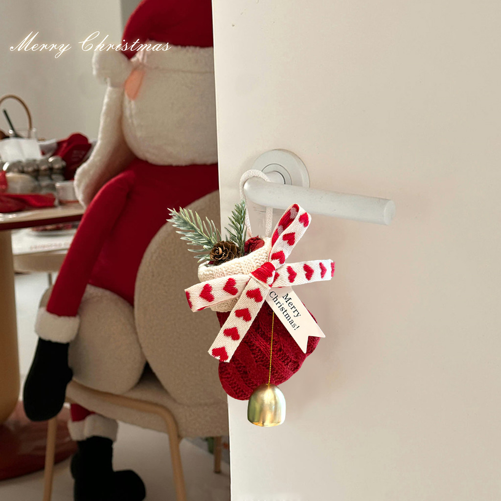 Decoração de natal malha estoque de natal decoração da árvore de natal ornamentos cena de natal decoração saco de doces 