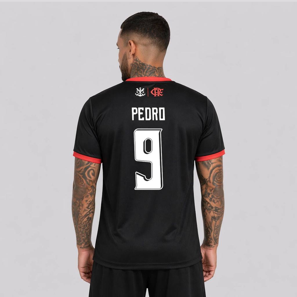 Camisa Flamengo Emoção Vermelha e Preta 9 Pedro