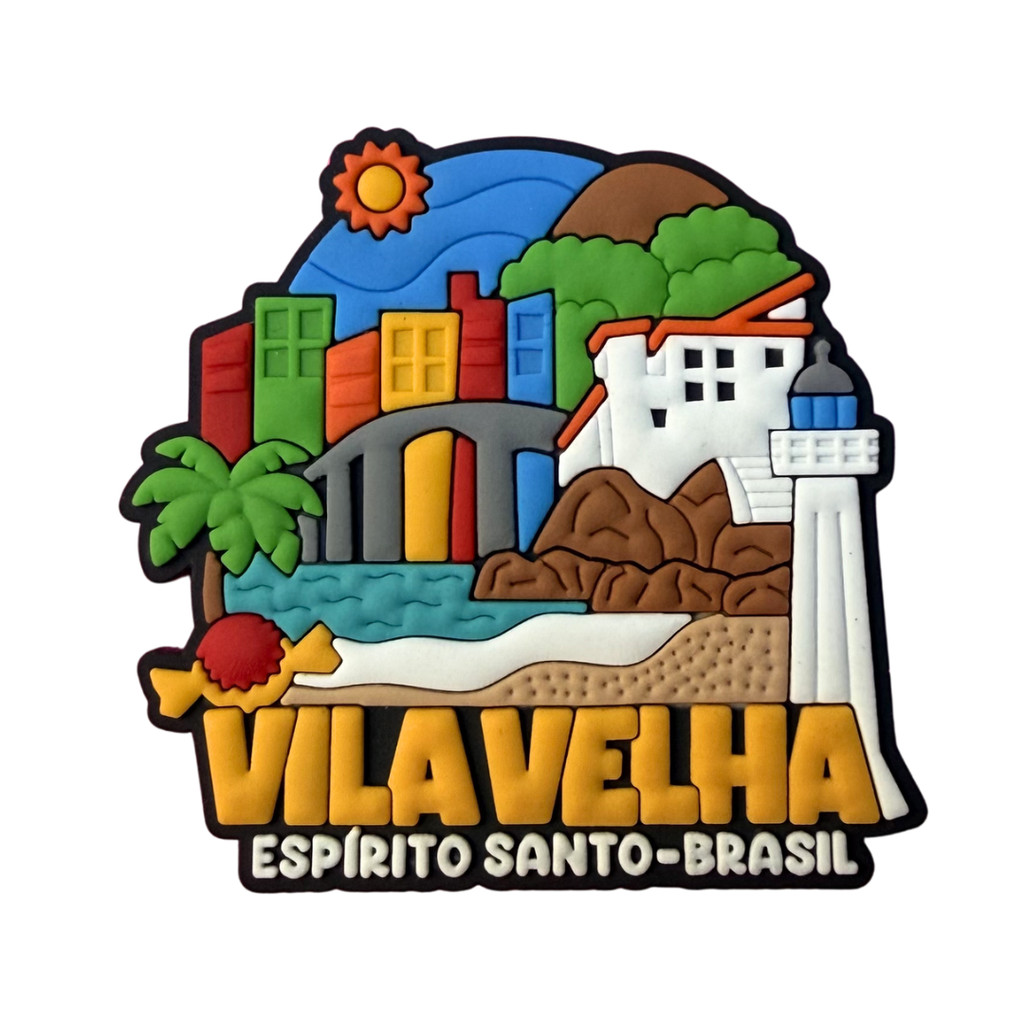 Imã de Geladeira Emborrachado Vila Velha ES Miscelânea - Lembrança Convento da Penha Farol