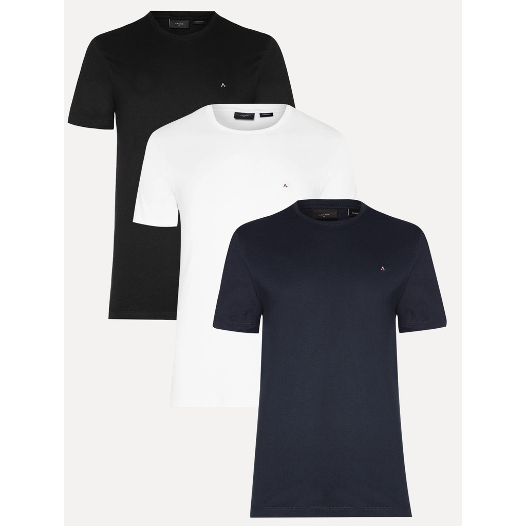 Kit Camisetas | Aramis Basic Lisa Preta/Branca/Azul Marinho
