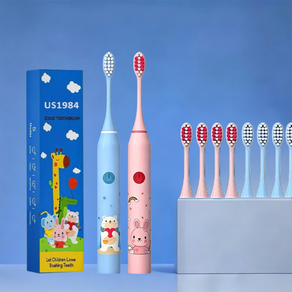 Escova de Dentes Elétrica Sônica – Cerdas Macias, com Cabeças de Reposição