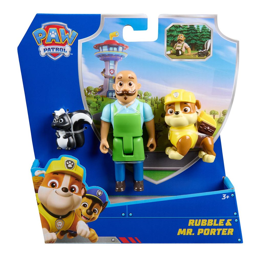 3 Bonecos Rubble, Sr. Porter e Gambá - Patrulha Canina