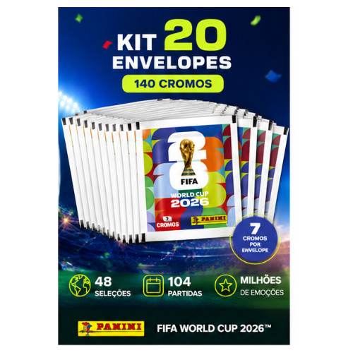 Kit Colecionador 20 Envelopes Lacrados c/ 140 Figurinhas Futebol
