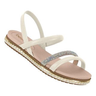 Sandália Feminina Beira Rio Original 8321.1546 Tiras de Brilho Flat Strass Casual Confortável Macia