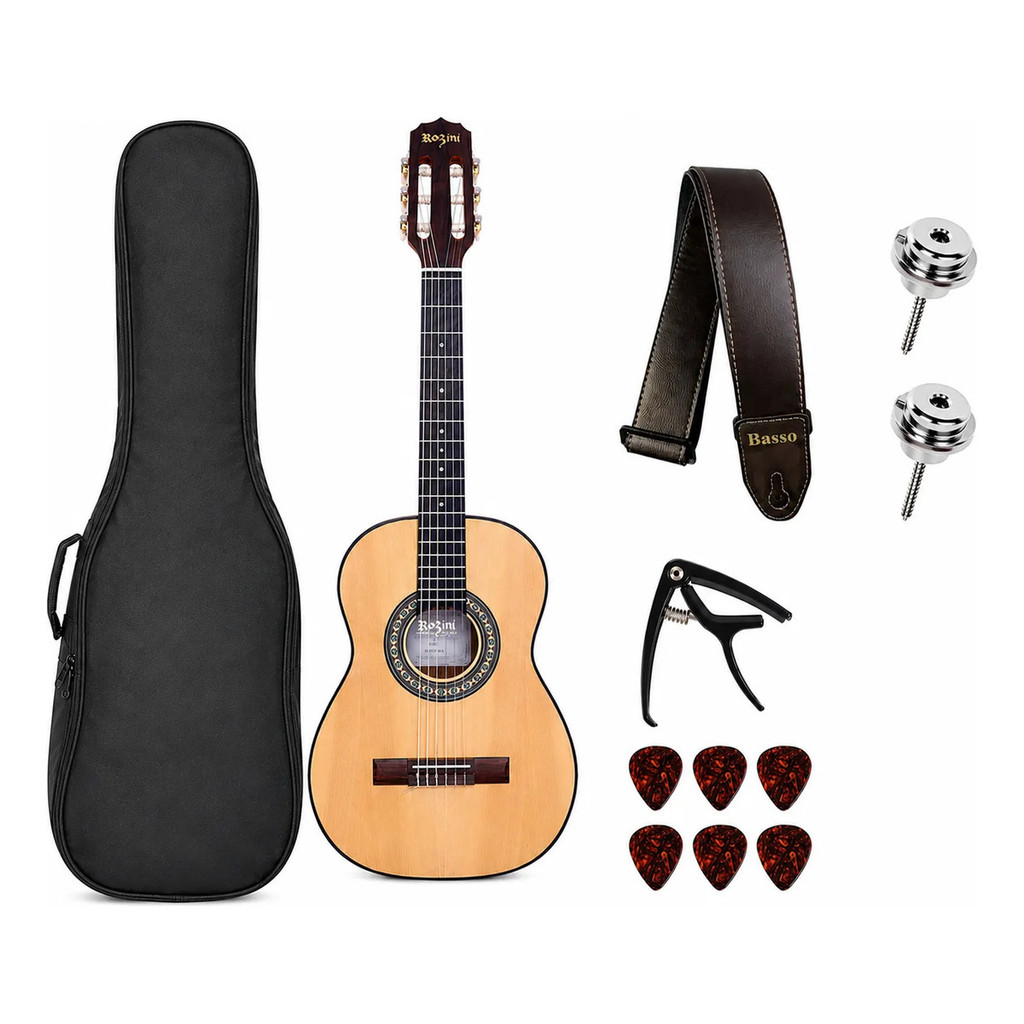 Violão Acústico Canhoto Rozini Rx205 + Capa Luxo E Sf-112 Na