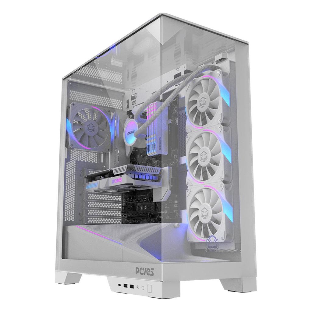 Gabinete Mid Tower Gamer Branco Aquário com Vidro Pcyes Forcefield Dome White Ghost - Gffdwg
