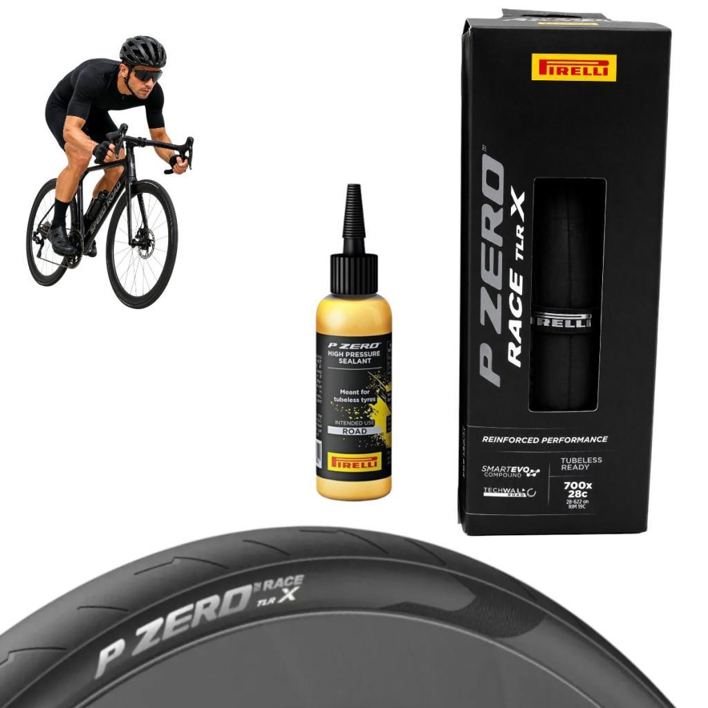 Kit 1 Pneu P Zero Race 700x28c TLR Kevlar Pirelli Brinde Selante 60ml Bike Speed Road