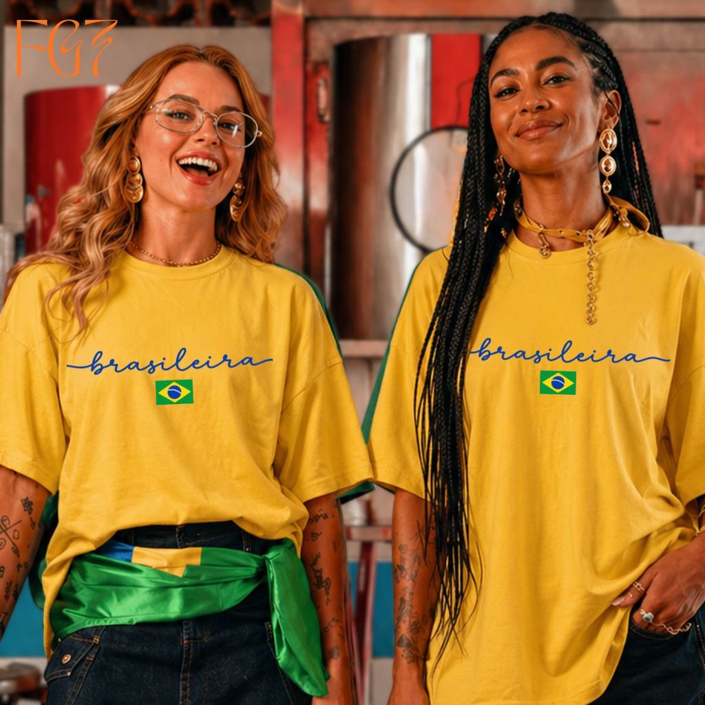 Camiseta Brasil Amarelo e Verde: Uniforme do Jogador e Estética Brasil. Camisa Unissex 100% Algodão Oversized
