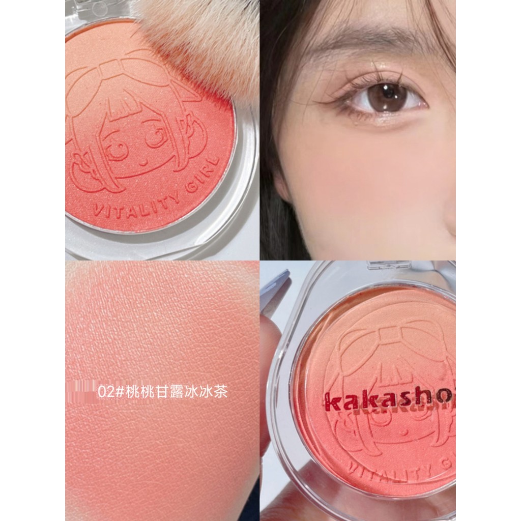 Kakashow gradiente blush fosco blush azul menina duas cores Rouge bonito brilho pó barato nu maquiagem recomendação