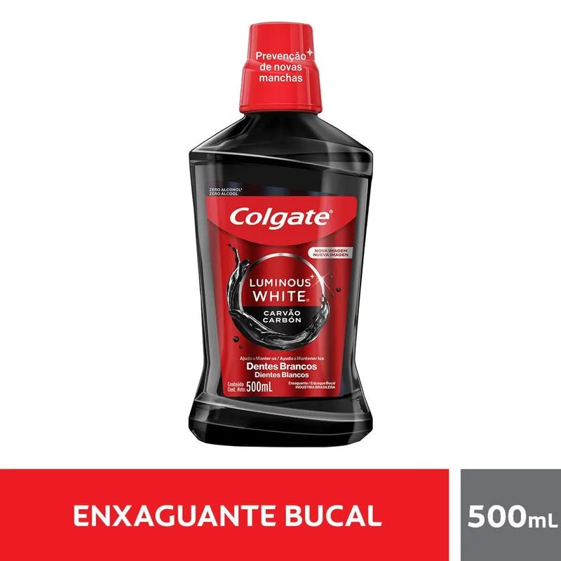 Enxaguante Bucal Para Clareamento Dental Colgate Luminous White Carvão 500ml Validade: 09/2027