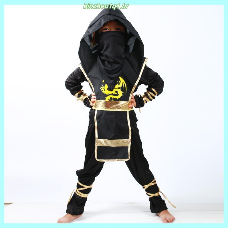 Anime Naruto Baju Para Crianças Fantasias De Halloween Meninos De 4-12 Anos Samurai Prata Blindadas Ninja