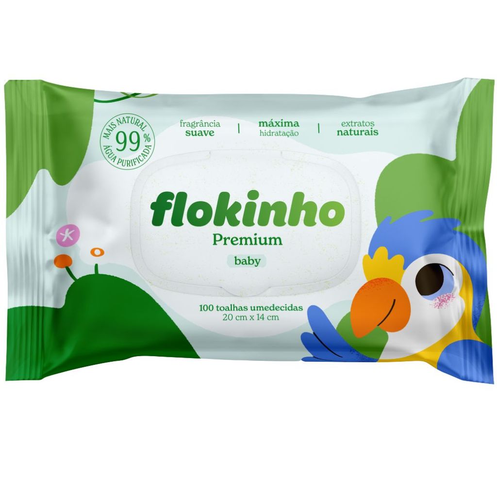 Lenços Umedecidos Flokinho Premium Baby 100un