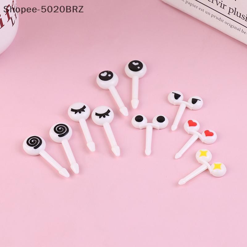 [THEBR] 10 Pçs/Set Mini Olhos Bonitos Dos Desenhos Animados Kawaii Almoço Bento Caixa Comida Frutas Pis Garfo Toppers De