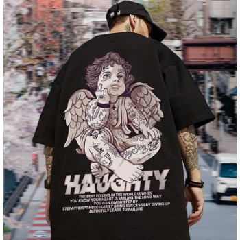 Camiseta Streetwear Anjo Tatuado Haughty Fuck Angel Camisa Promoção Envio Rápido