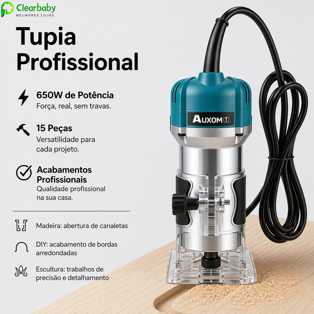 Refiladora Laminados 650W 6 Velocidades Ajustáveis Tupia Elétrica Ferramenta Ideal para Gravação e Ranhuras (110V/220V)