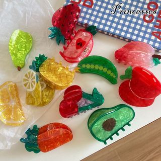 Grampo De Cabelo De Frutas De Acetato Bonito Para Mulheres Acessórios Da Moda Coque De Rabo De Cavalo E Clipe De Garra E