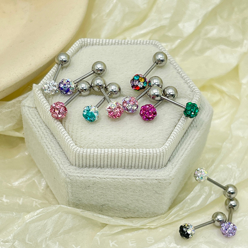 Coreia importada cheia de diamante cor brilhante pequena bola de diamante sereia Ji orelha osso studs parafuso orelha st