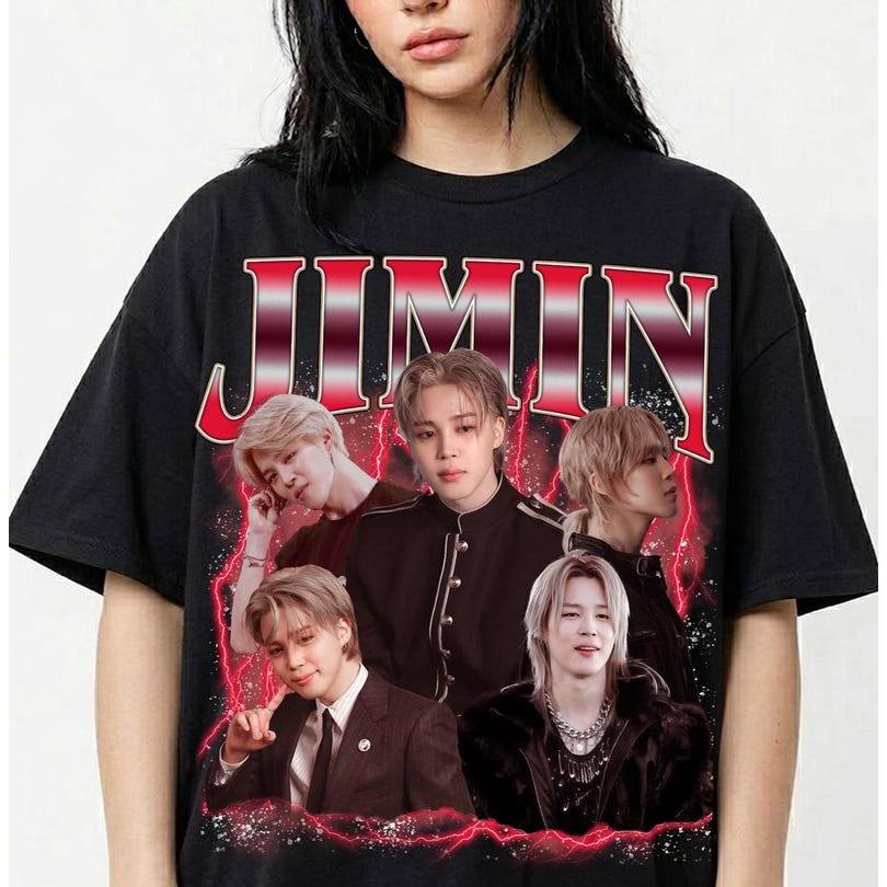 「Cute Girl」Camiseta Unissex BTS Jimin Estampa Kpop Anos 90 Confortável Divertida Estilosa Moda Casual
