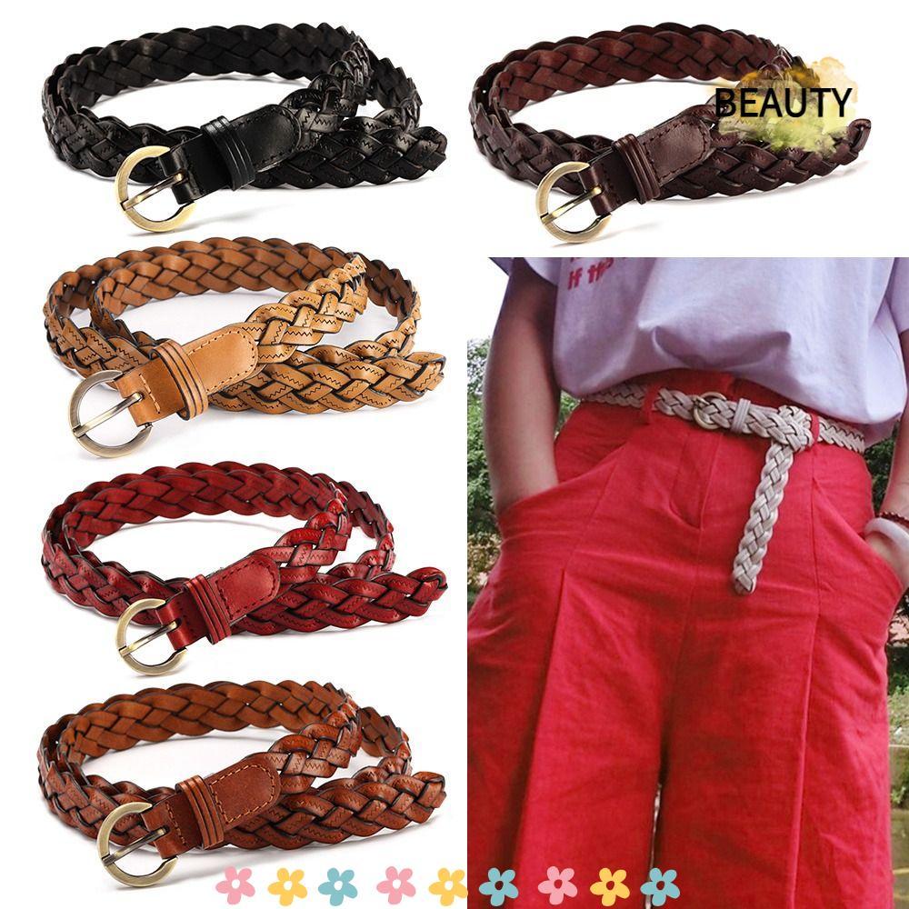 BEAUTYHOMEBR Cinto Trançado De Couro Casual Vintage Fashion Faixa De Cintura