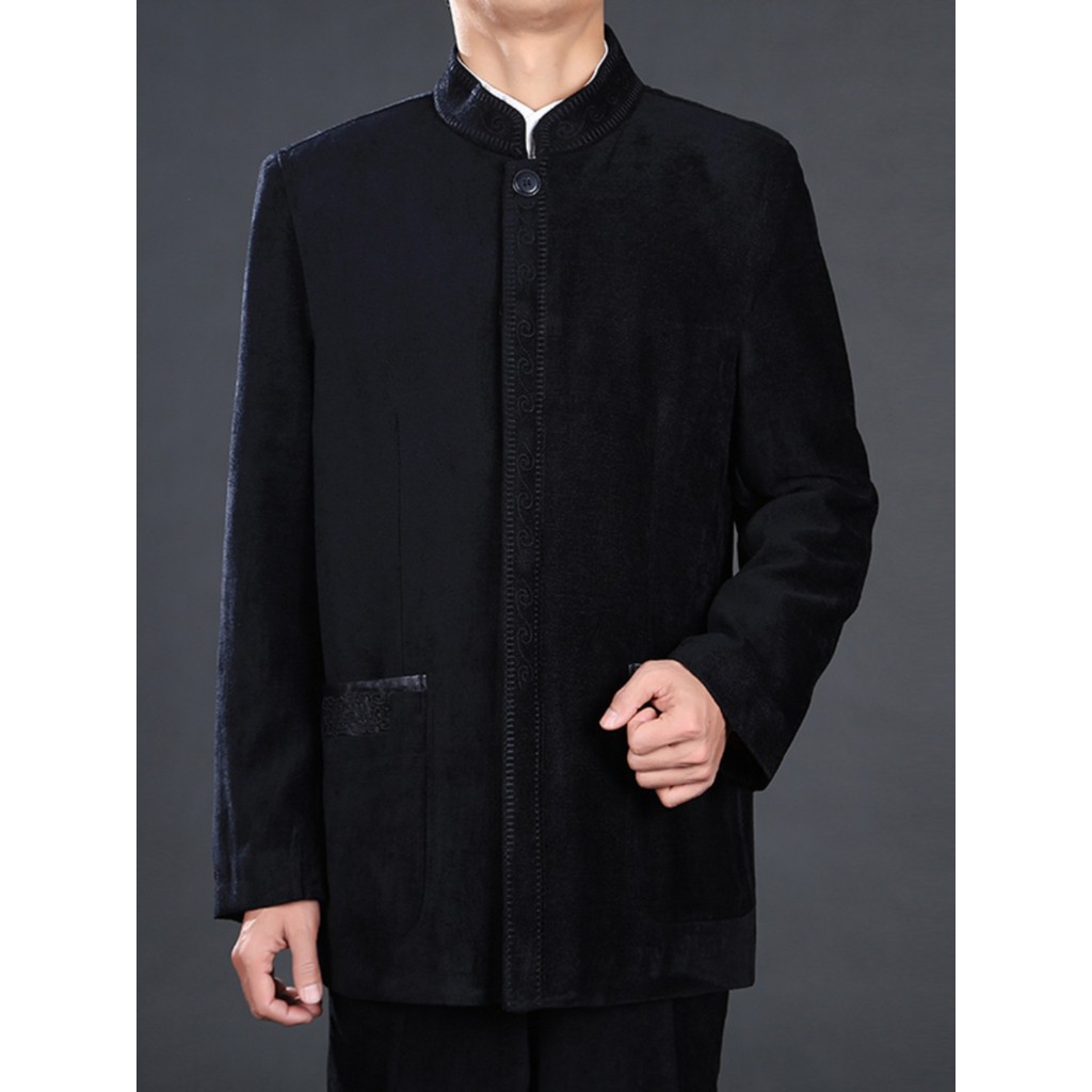 Baifulong novas roupas chinesas roupas étnicas outono inverno jaqueta masculina Zhongshan roupas gola magro-ajuste novo