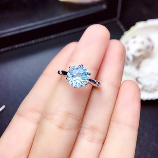 Céu Azul Topazio Anel De Prata Sólida Feminino 925 Anéis Esterlina Para As Mulheres Casamento Banda Pedra Do Nascimento 
