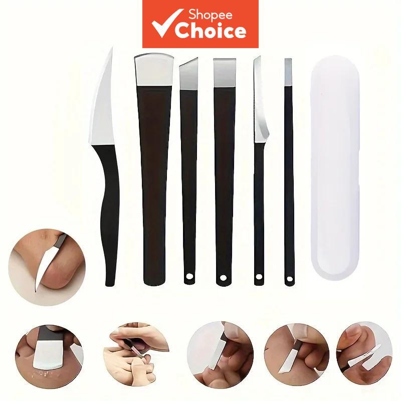 Conjunto Pedicure em Aço Inoxidável: Esfoliador Afiado para Pés, Raspador Suave, Alicate para Unhas Encravadas,