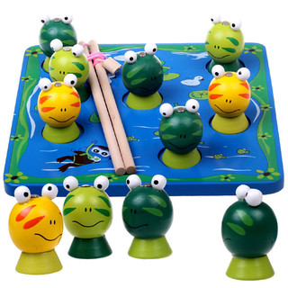 Educação precoce magnética de madeira crianças jogo de pesca criança pesca sapo jogo 1-2 anos de idade brinquedos educat