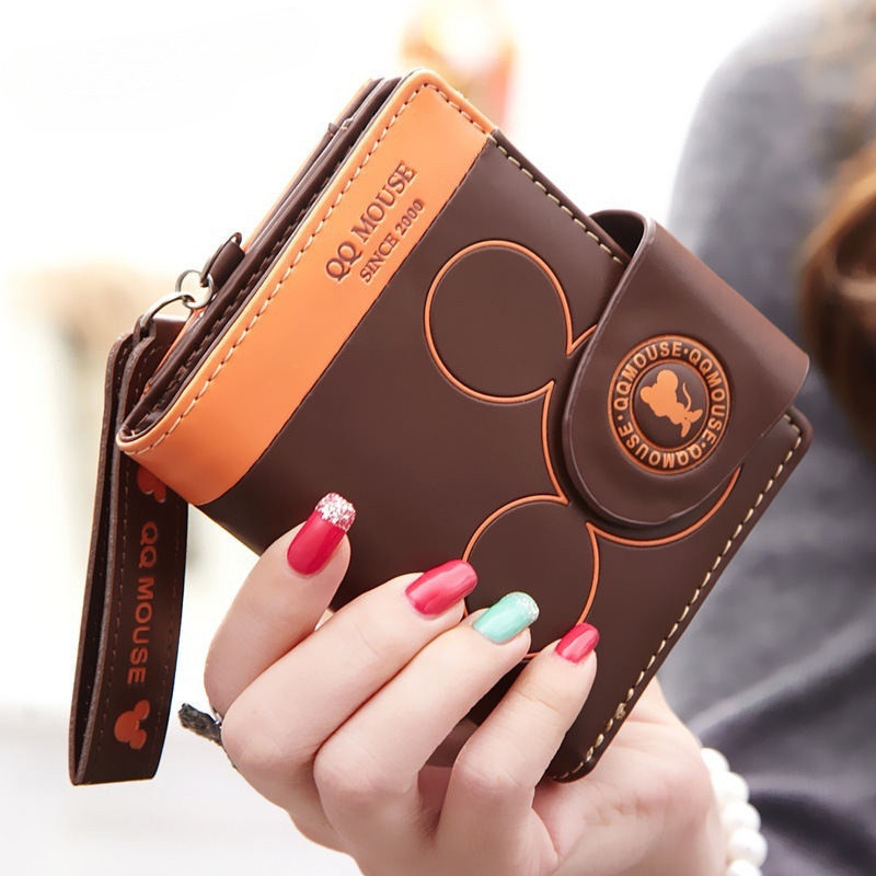Carteira Com Zíper Pequeno Para Mulheres Mickey Mouse/Impressão De Fotos Simples/Material PU
