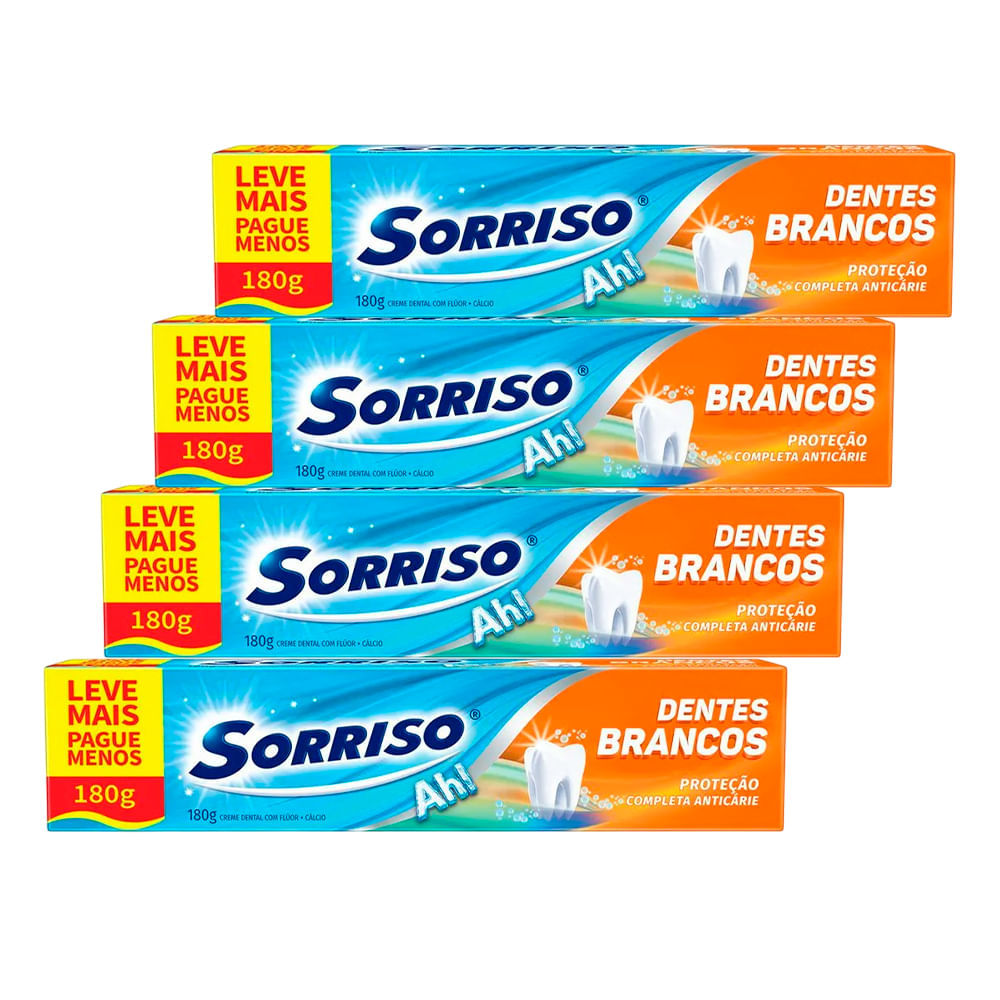 Kit Creme Dental Sorriso Dentes Brancos 180g 4 Unidades