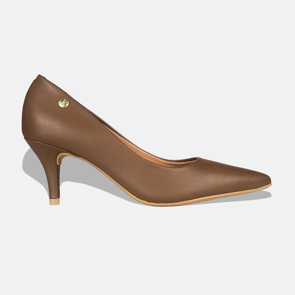 Sapato Scarpin Vizzano Bico Fino Salto Médio Pelica 1185.702.7286 Marrom Chocolate - 39