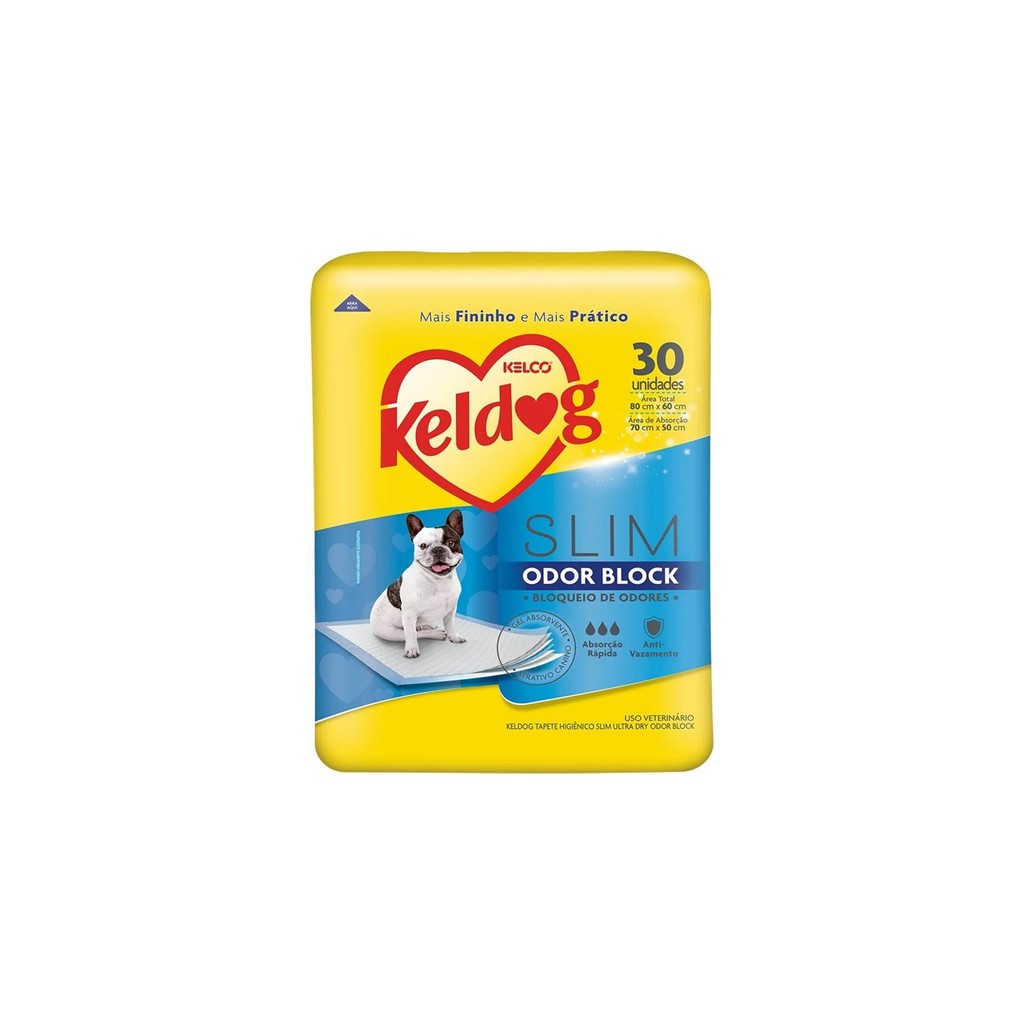 Tapete Higiênico Keldog Slim Odor Block 30 Unidades 80x60un