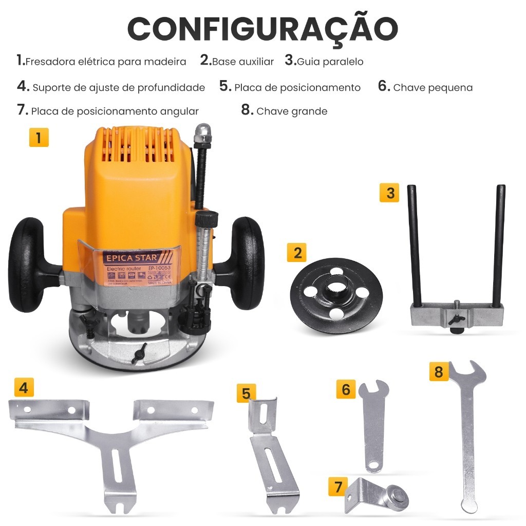Fresadora de Madeira EPICA STAR 2100W, Plugue Brasileiro 220V para Raspagem e Ranhuramento · foto 2