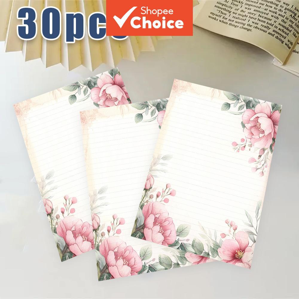 Papel B5 Escrita Vintage Floral Nota Livro Caderno Jornal 30 Folhas Forrado Sem Cola Elegante Papelaria Bolso Quadro