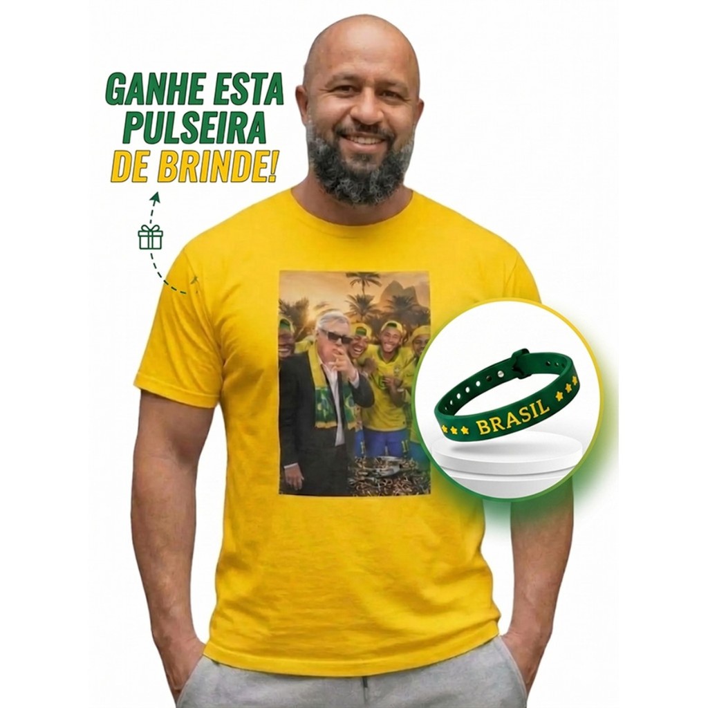 Camiseta Brasil Jogadores Conforto Camisa Premium Algodão Moda Masculina Meme Streetwear + Brinde