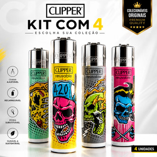 Kit 4 Isqueiros Clipper Original Colecionável Recarregável Escolha Sua Coleção