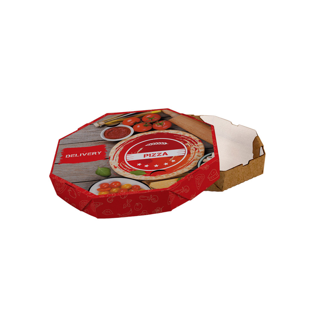 Caixa de Pizza Italianinha com Fundo Branco Octogonal 35cm - PCT 50un