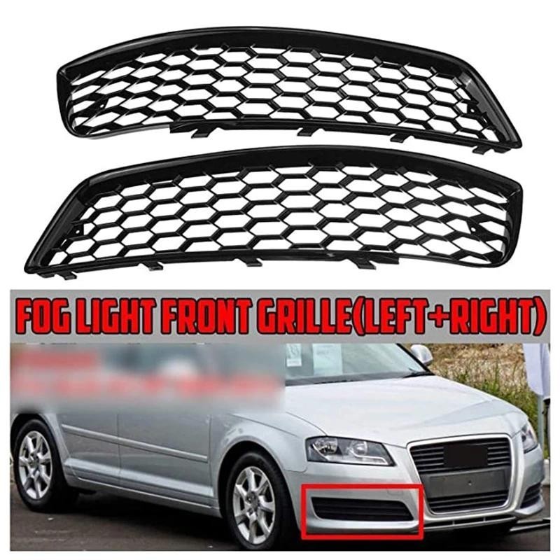 2 Pçs Frente Nevoeiro Lâmpada Grade Preto Brilhante Do Carro Luz De Grill Capa Apto Para Audi A3 8P 2009-2013