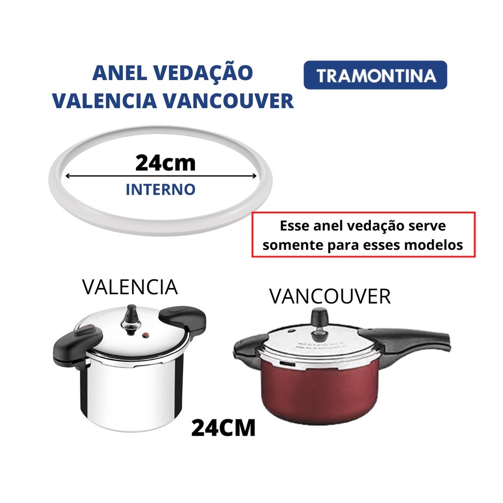 Borracha  Tramontina panela pressão Vancouver 24CM silicone 6 Litros ate 10lts valencia