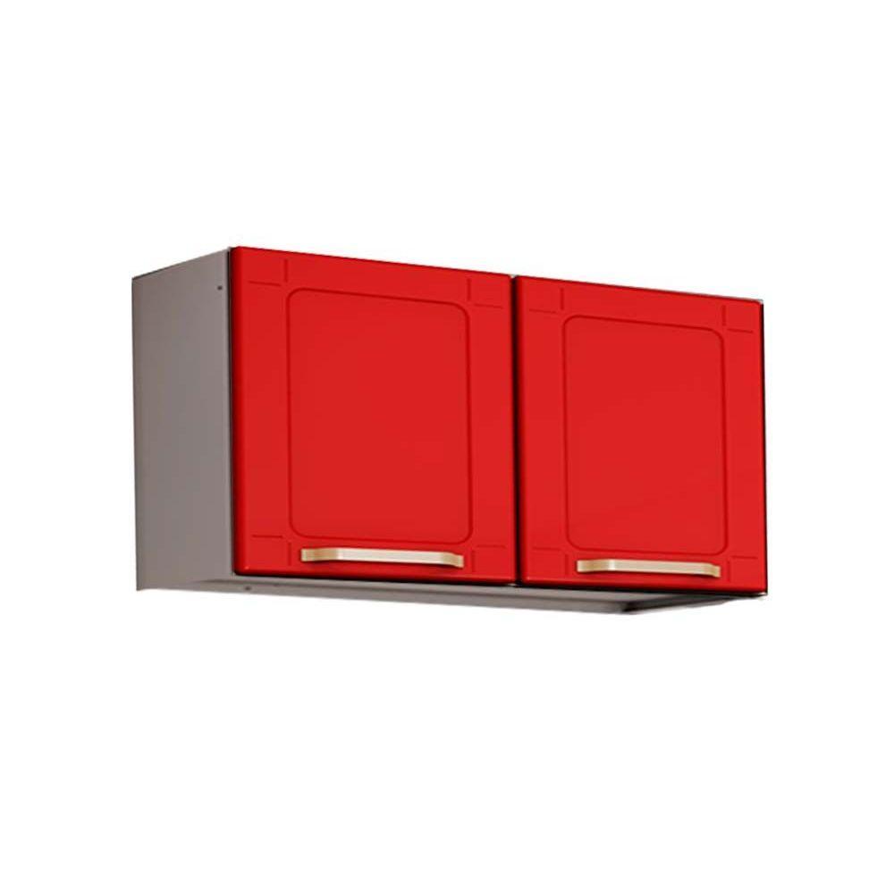 Armário Aéreo p/ Cozinha Colors 6000 2 Portas 70cm Branco/Vermelho - Bertolini