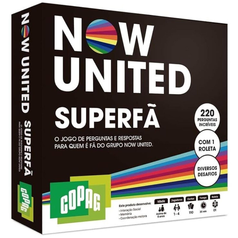 JOGO DE TABULEIRO NOW UNITED SUPERFÃ COPAG BRINQUEDOS MESA PERGUNTADOS STOP CARTAS DESAFIO FAMÍLIA